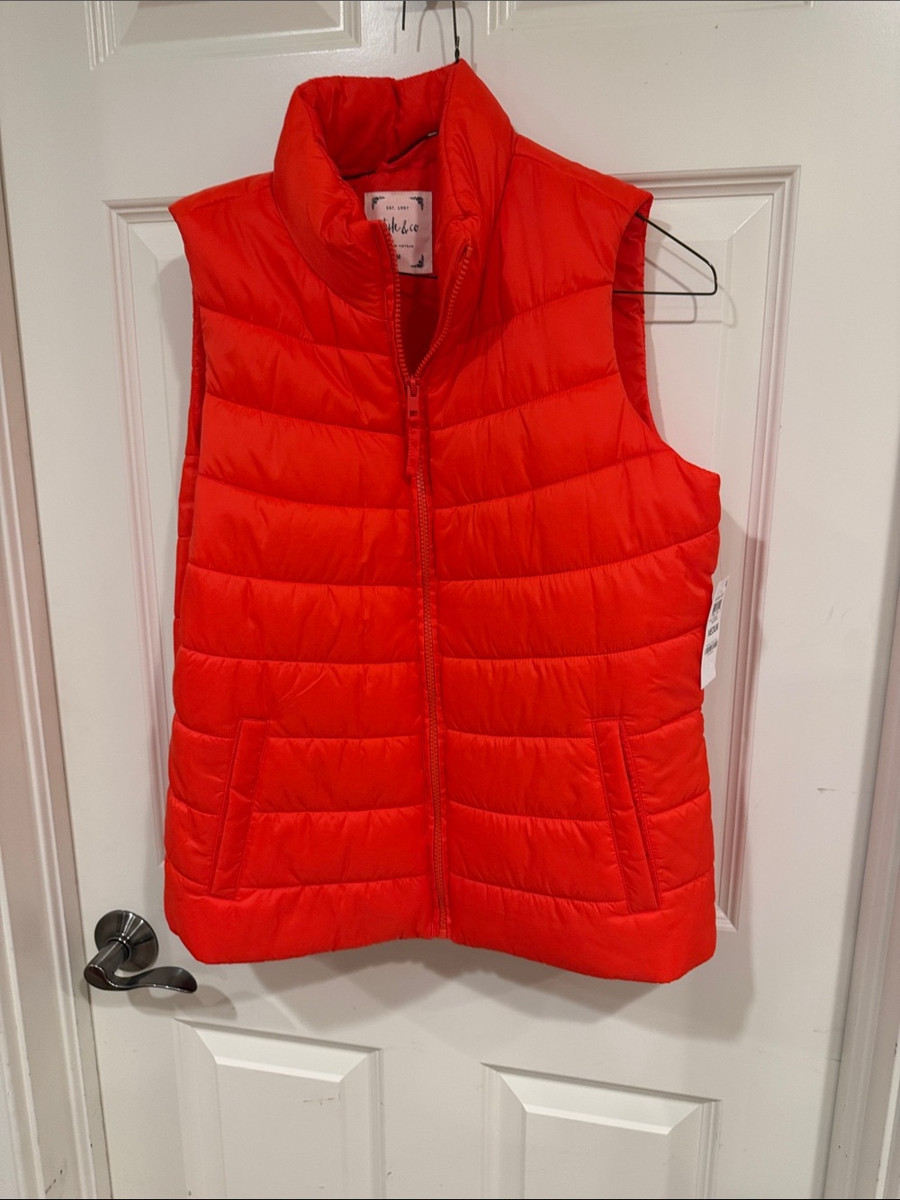 Style & Co. Quilted Sleeveless Puffer Vest - Red